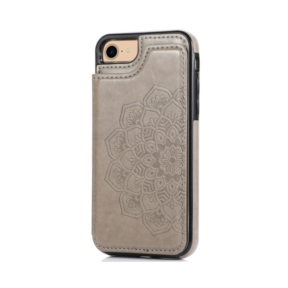 C43 Embossed Phone Leather Case Protection Bumper Mandala Folding Protective Cover For Iphone 14 Pro 6.1 Grey 700000356304