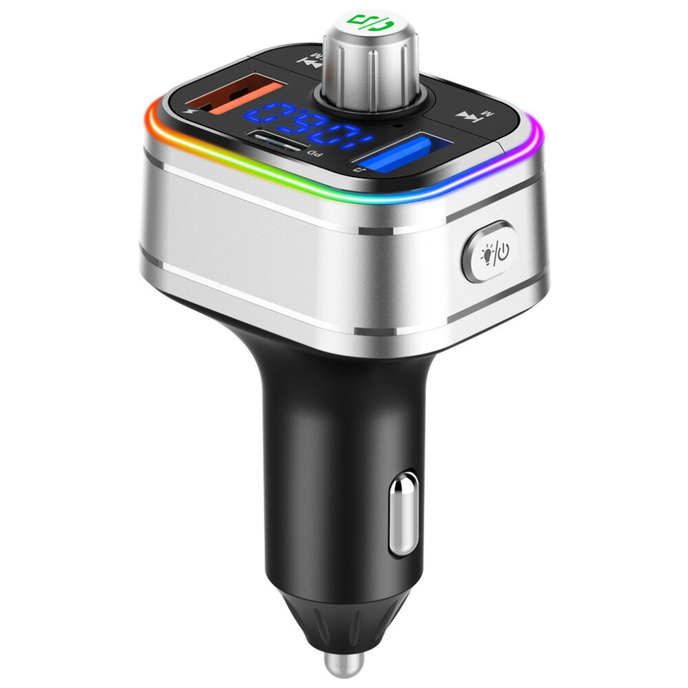 Bc62 Car Bluetooth Fm Transmitter Hands-Free Call Pd Fast Charging Voice Assistant Atmosphere Lamp Voltage Detection Car Charging 766261521455