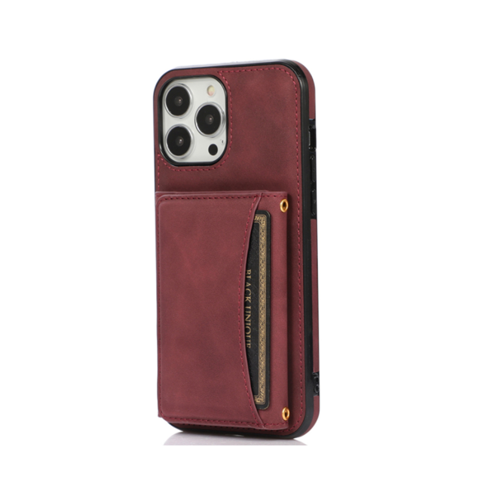 C57 Phone Leather Case Protection Bumper Wallet Folding Protective Case For Iphone 14 Pro 6.1 Red 700000356861