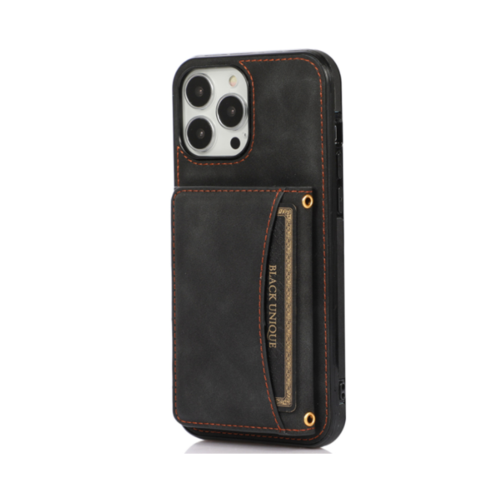 C53 Phone Leather Case Protection Bumper Wallet Folding Protective Case For Iphone 14 Pro 6.1 Black 700000356700