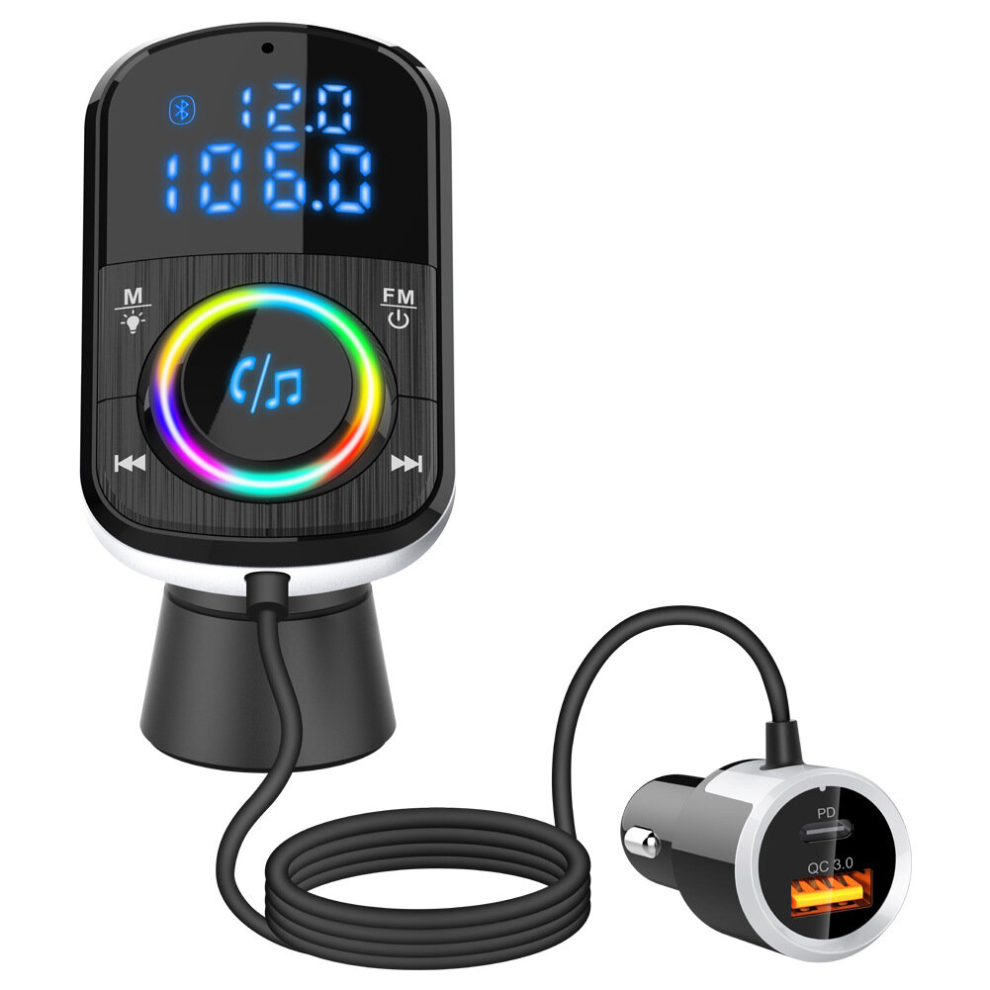 Bc71 New Car Bluetooth Mp3 Player Qc3.0 Fast Charging Pd Car Atmosphere Charger Fm Transmitter Light 766261521417