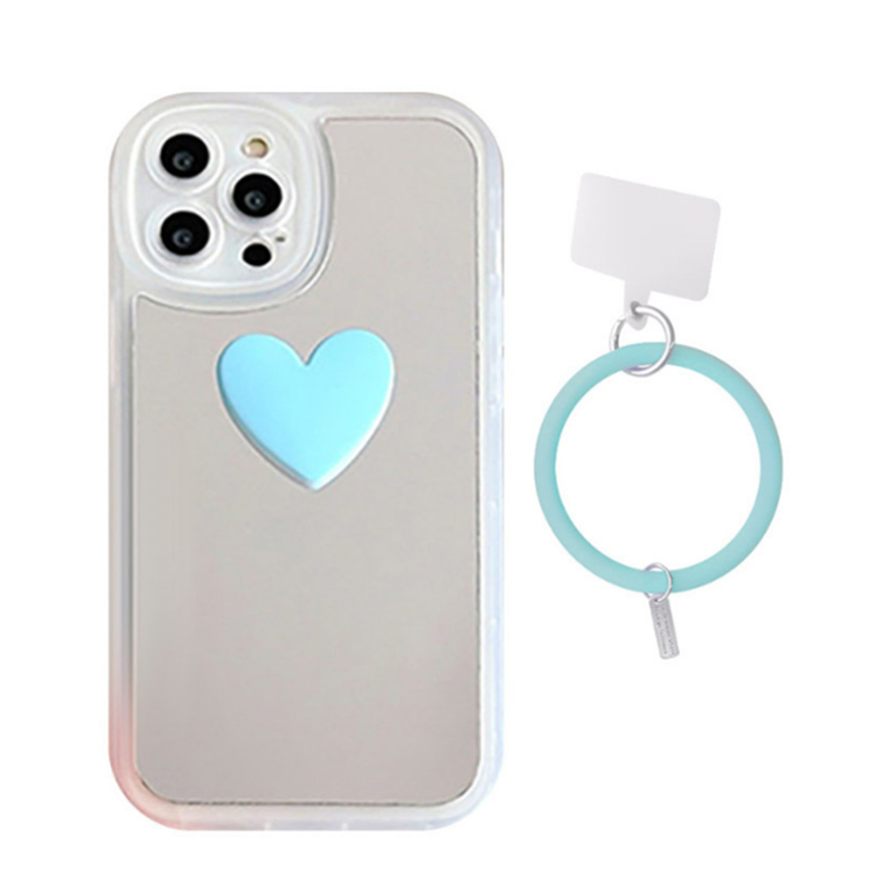 P25 Mirror Heart Smartphone Protective Case Back Cover For Iphone 14 Pro Blue 766261758349
