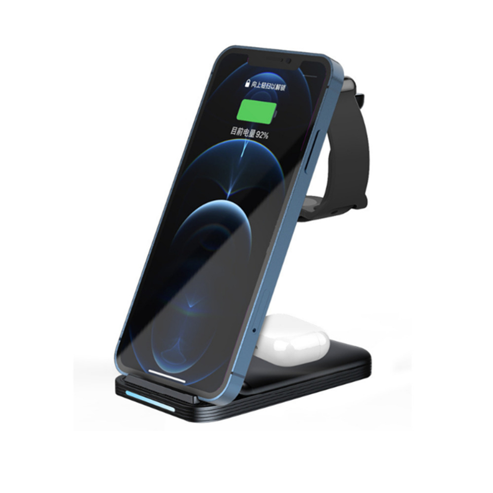 C06 3-In-1 15W Upright Desktop Wireless Charger For Iphone Headphone Watch 766261764029