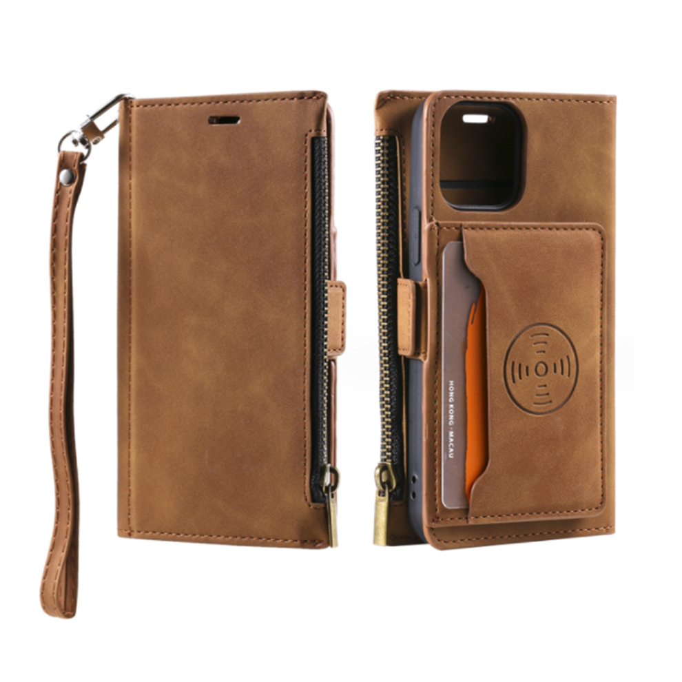 J37 Pu Leather Case Smartphone Case Zipper Phone Protector For Iphone 14 Pro Max 6.7 Inch 766261986735