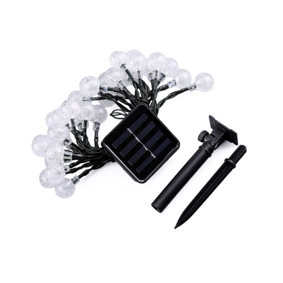 L122 6.5M 30 Head Solar Lights String Ball Lights Garden Courtyard White Lights-image-OPC-PD5DW9G-NEW