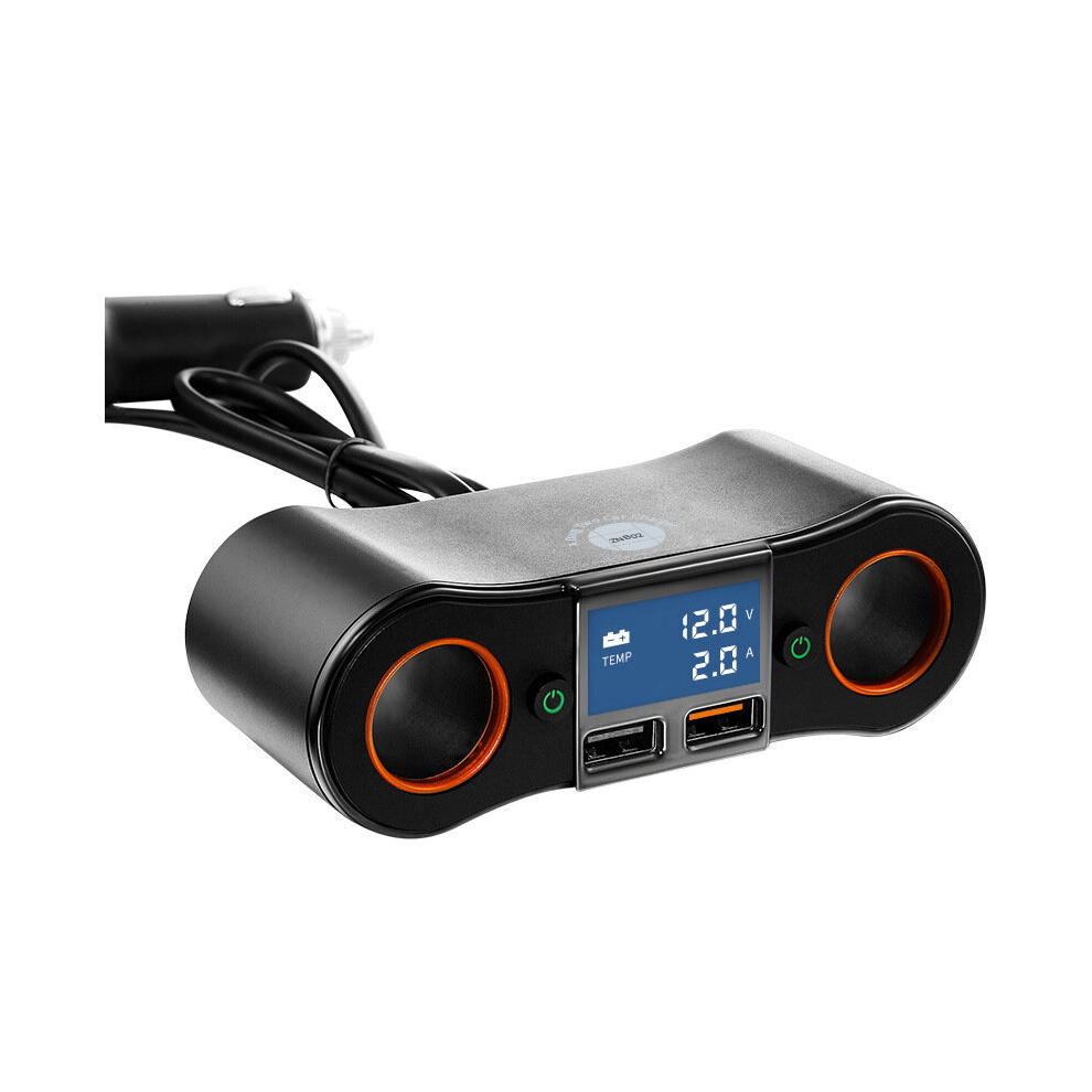 Znb02 Car Charged Car Cigarette Lighter One Drive Two Car Charger Car Mobile Charger With Display 766261522407