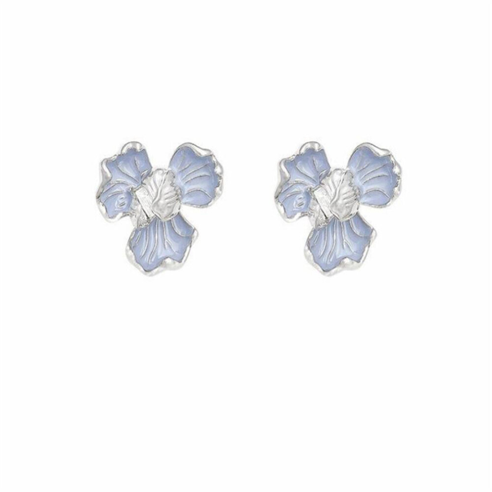 E44 2 pair Blue Flower Ear Studs Party Nourishing Ear Ornaments Earrings-image-OPC-PD5DWGZ-NEW