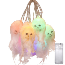 Star lights, Halloween decorations, LED colored lights, flashing lights, atmosphere lights, Ghost Festival Ghost Skull Head Battery Light String