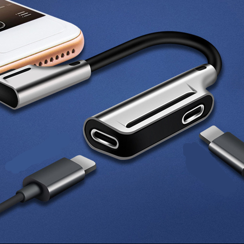A06 2 In 1 Audio Transfer Cable Lighnting Headphone Adapter for Iphone 1