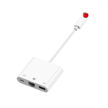 A02 3-in-1 Gigabit Ethernet Adapter RJ45 NIC Converter for Iphone