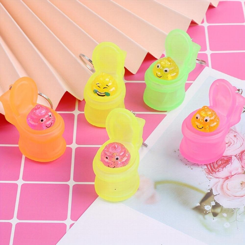 1pc Multifunctional Creative Squeeze Small Toilet Keychain Random 2