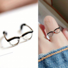 Enamel Painted Forest Girl Adjustable Opening Ring Glasses Ring