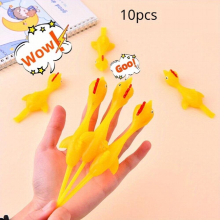 Novelty Catapulted Ejection Chicken Toy Light Rubber Finger Prank Flying Toy Slingshot Chicken Finger Toys Turkey Sticky