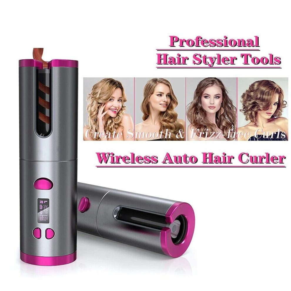 Hic Life New Cordless Automatic Rotating Hair Curler Hair Waver Curling Iron Wireless Lcd