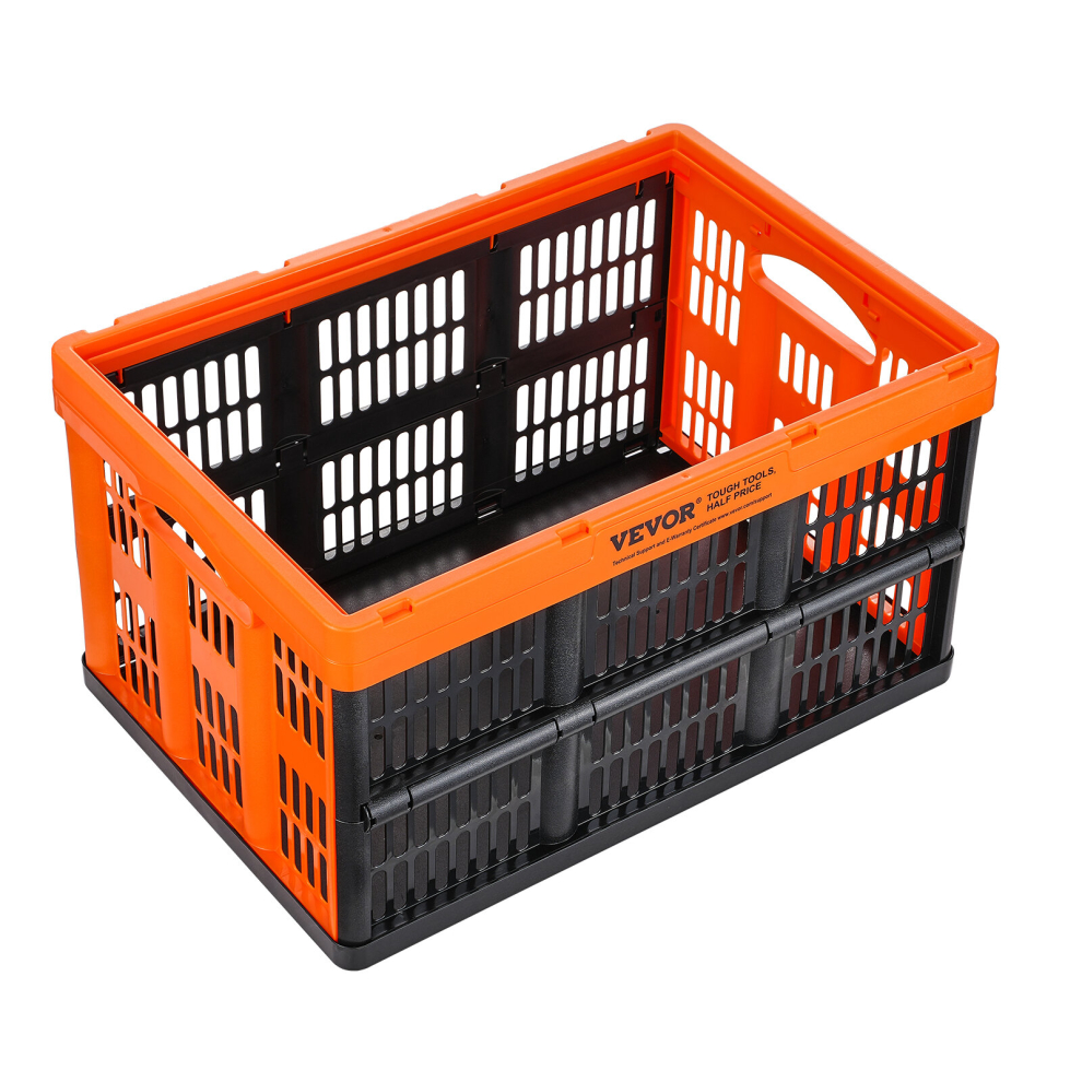 VEVOR Collapsible Storage Baskets Folding Plastic Stackable Container 45L 3-Pack