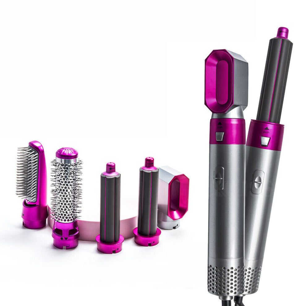 Hic Life Hair Dryer Brush 5 In 1 Electric Blow Dryer Comb Hair Curling Wand Detachable Br
