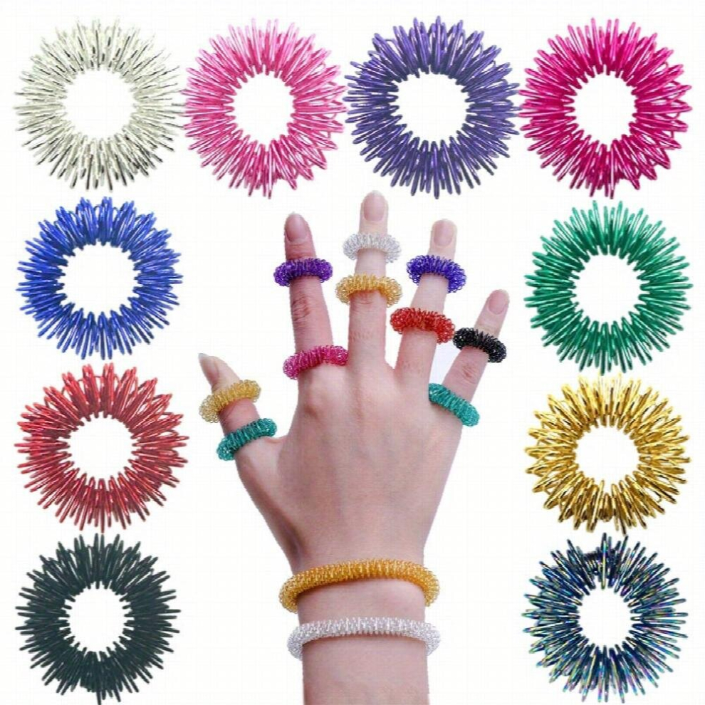 Spiky Sensory Anxiety Rings Finger Massage Hand Acupressure Fidget Toy For Stress Relief & Improved Circulation