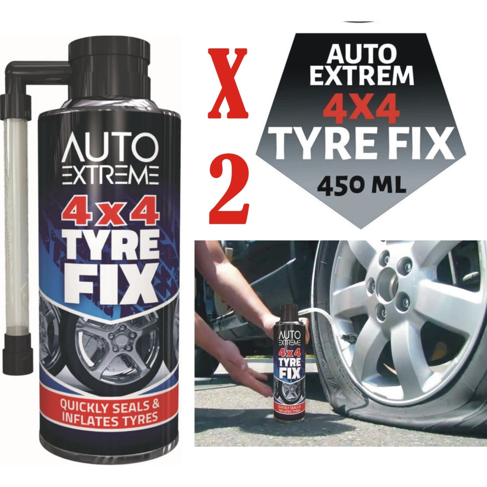 2 x 450ml LARGE QUICK FIX CAR EMERGENCY 4X4 TYRE PUNCTURE REPAIR KIT