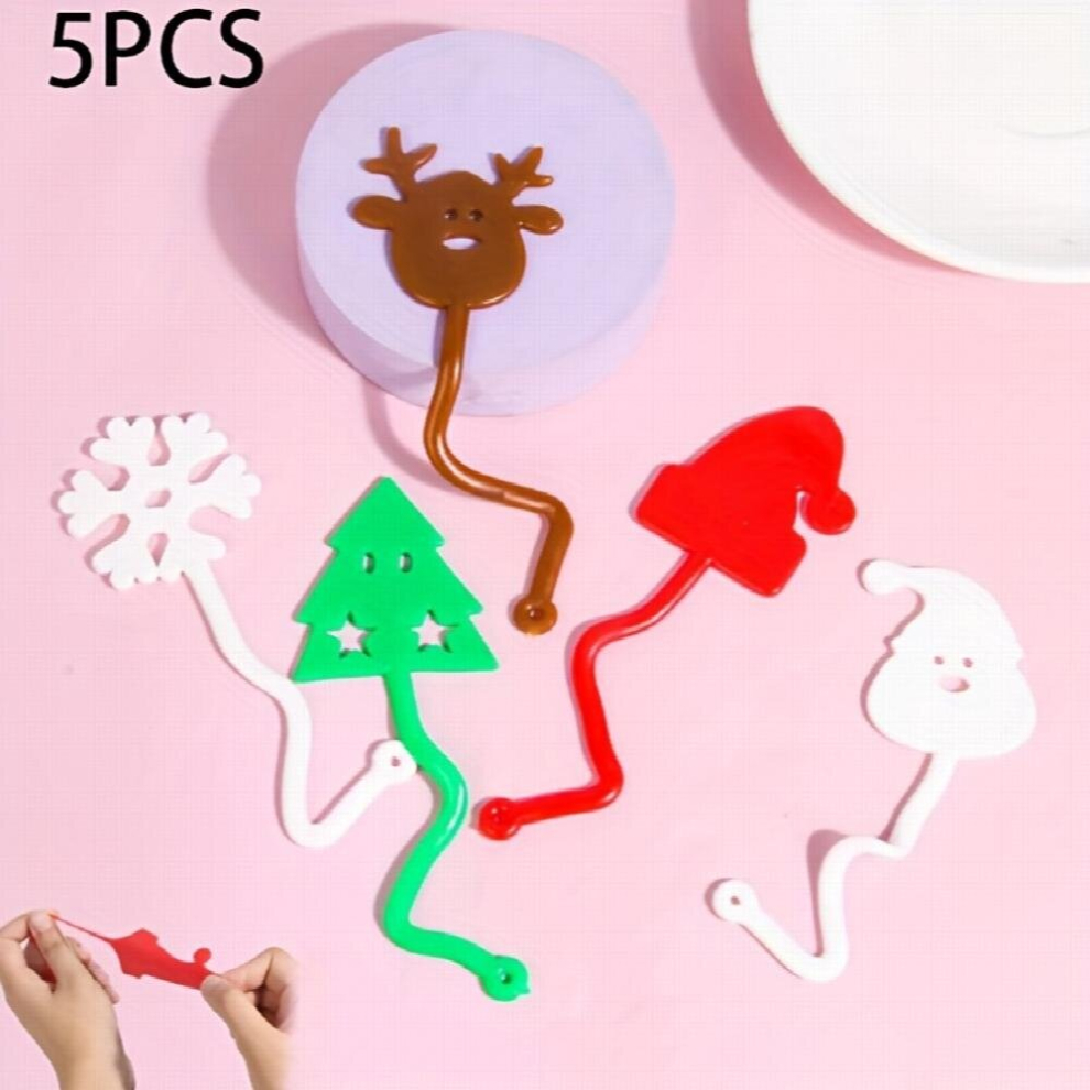 5pcs set Christmas Snowflake Snowman Reindeer Wall Stretchy Sticky Hand Toys Christmas Party Favors Burthday