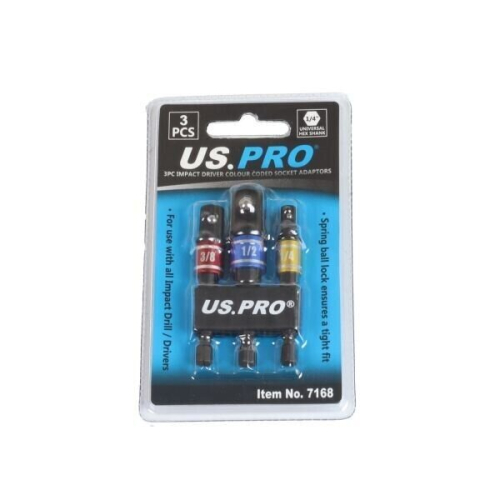 us pro 3pc Impact Driver Colour Coded Socket Adaptors