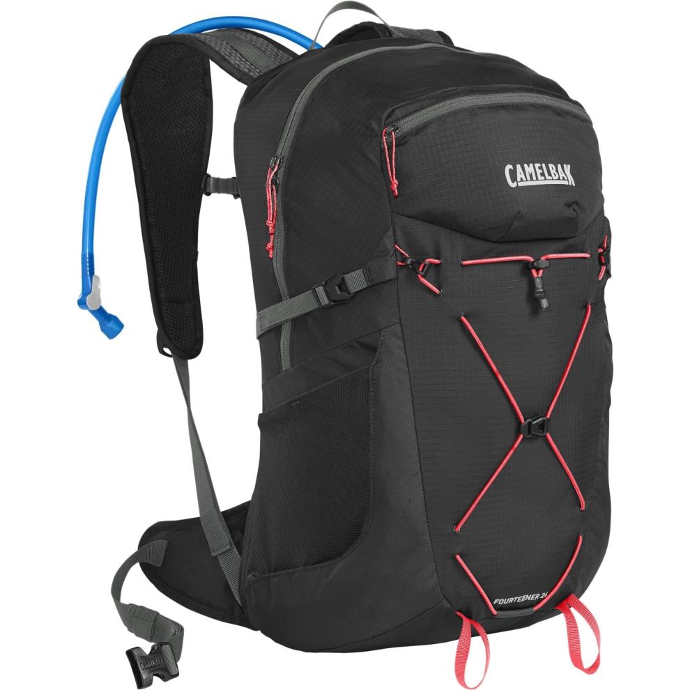 (24L, Black/Fiery Coral) CamelBak Fourteener 24L Hydration Hiking Backpack Women 3L Water Reservoir Black/Fiery Coral Rucksack