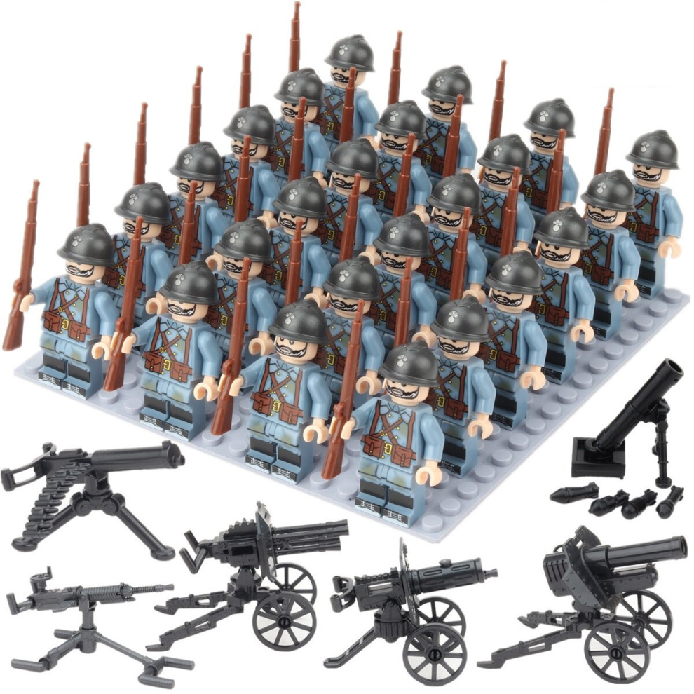 (24 Italian troops) Military Figures Building Block Dolls World War II Volunteer Army US Military Equipment Toys