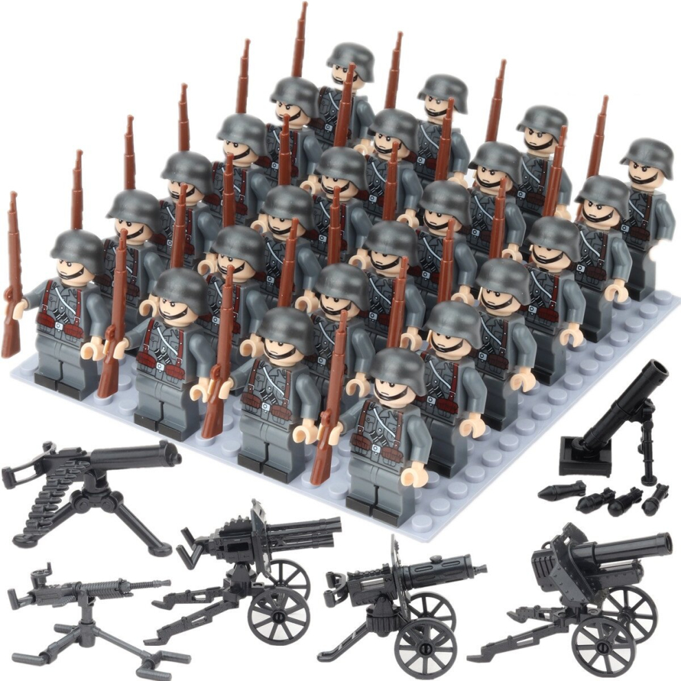 (German model A 24 people) Military Figures Building Block Dolls World War II Volunteer Army US Military Equipment Toys