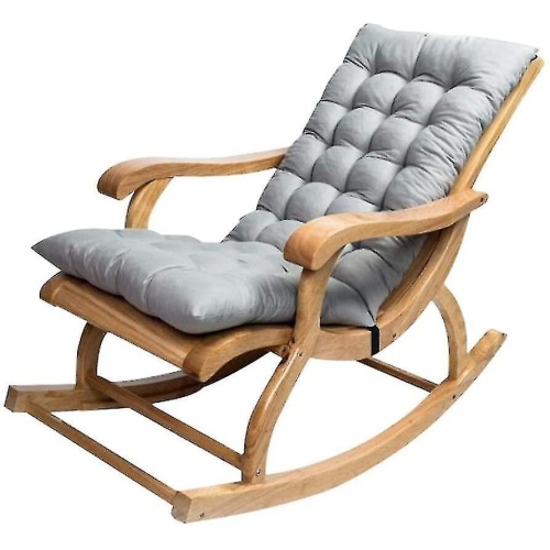Long Folding Recliner Rocking Chair Cotton Cushion Plush Cushion Bamboo Chair Cushion Wooden Folding Chair High-quality Cushion Gray 1.2 Meters