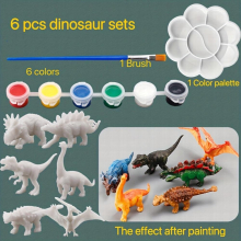 6pcs Coloring Dinosaur Plus 6 Paint Set Toys For Boys And Girls Fun Three dimensional Animal Coloring Toys Educational Hand painted Diy Coloring Dinos