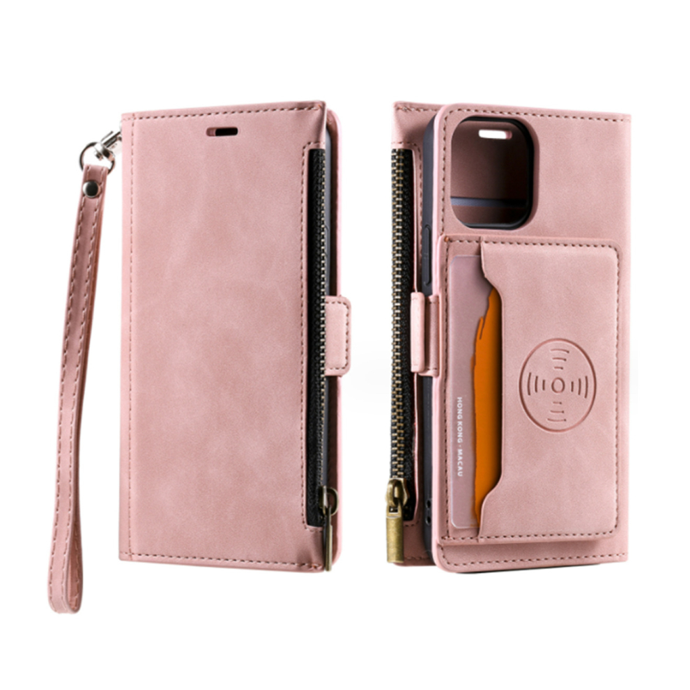 J35 Smartphone Case Side Zipper Phone Protector Insert Card Pu Leather Case For Iphone 14Pro 6.1 Inch 766261986667