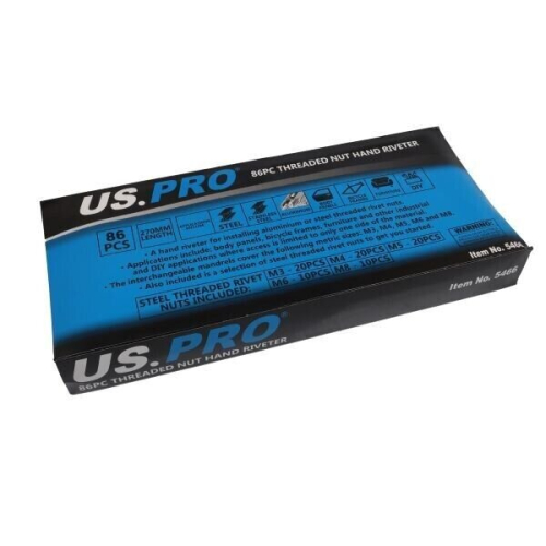 us pro 86pc Threaded Nut Hand Riveter M3, M4, M5, M6, M8 2