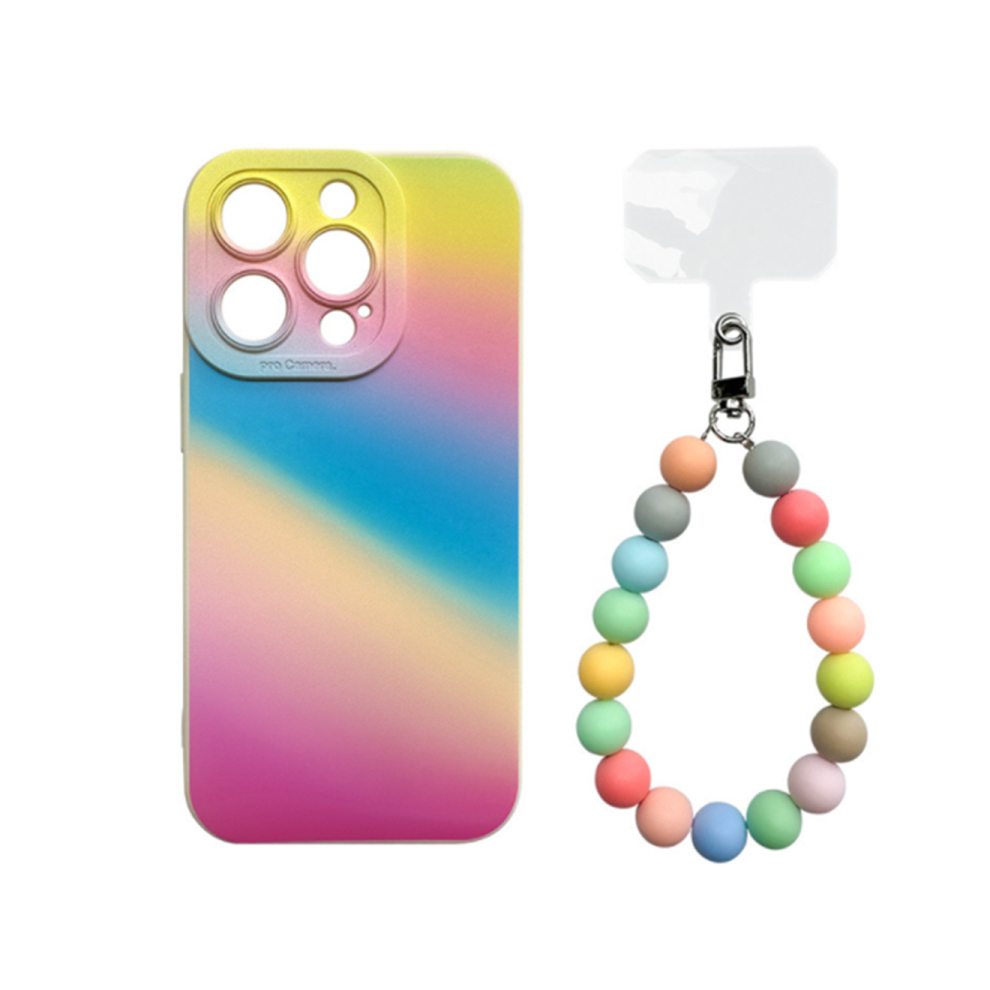 J16 Rainbow Phone Case Smartphone Protective Case With Hanging Chain For Iphone 14Pro 6.1 Inch 766261985905