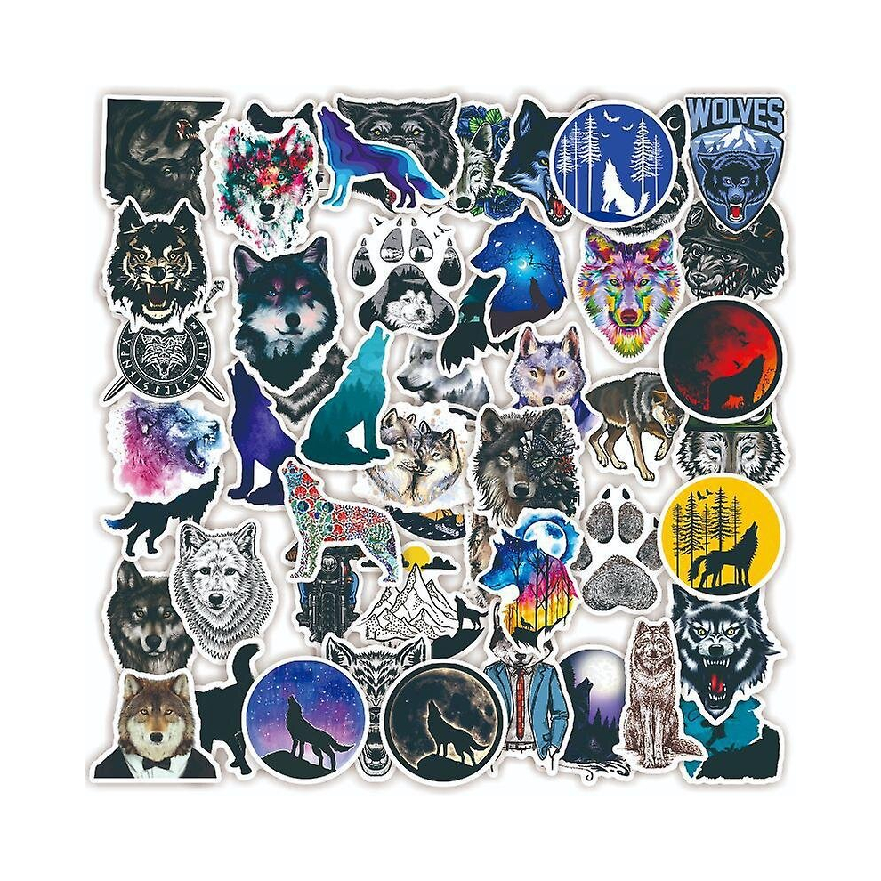 Wild Wolf Stickers,50pcs Cool Wolf Waterproof Vinyl Stickers For Water Bottles,laptop,scrapbook,skateboard,phone,computer,car Decals