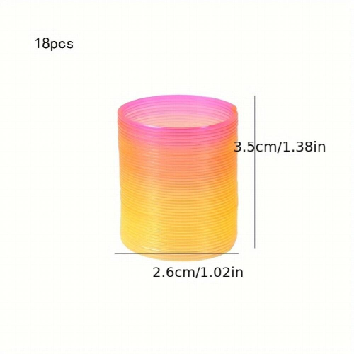 18pcs Creative Mini Rainbow Ring Toys Colorful Spring Rings Seven Rings Stretch Elastic Rings Magic Rings Random