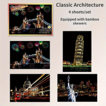 Night Scene Urban Landscape Architecture Scratch Painting Colorful DIY Hand Scratching Creative Birthday Gift