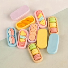 20pcs Macaron Lotus Root Slices Sticks Graphic Mobile Phone Case Pendant Keychain Food Toy DIY Hair Clip Cream Glue Accessories