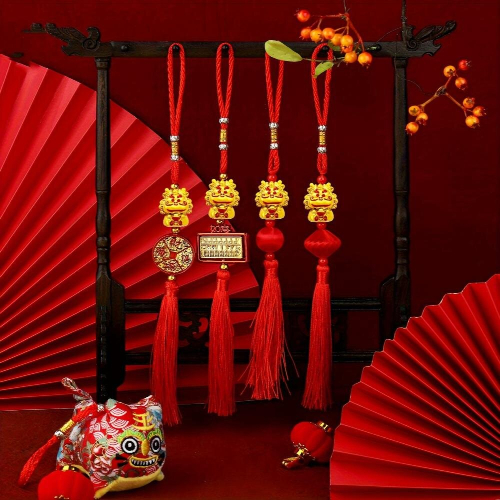4pcs Creative Personality Spring Silk Ball Lantern Pendant Suitable For Spring Decoration Gift Use