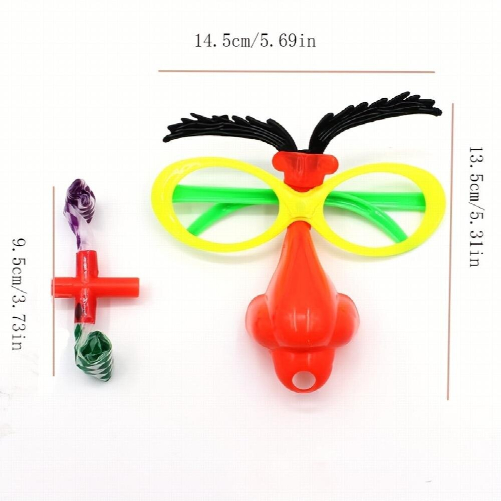 Unisex Toddler Halloween Big Beard Glasses Blowing Dragon Whistle Clown Blowing Googly Eyes Funny Mask Creative Toys