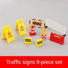 11pcs Traffic Toy Model Toy Roadblock Sign Toy Construction Toy Set Plastic Toy Traffic Obstacle Parking Lot Road Sign Barricade Simulation Props
