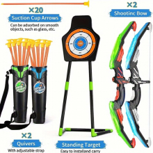 Kids Bow And Arrow LED Luminous Archery Set Indoor Outdoor Sports Gift Multiple Configurations For Boys Girls Ages 4 12 Christmas Halloween Thanksgivi