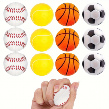 12pcs Soft Foam Sponge Sports Balls Mini Sports Balls Squeezable Stress Balls Mini Foam Balls Football Basketball Tennis And Baseball