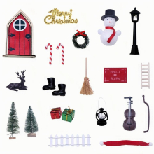 20pcs Christmas Decorations DIY Mini Fairy Tale Scene Props Doll House Wooden Elf Door Christmas Halloween Thanksgiving Scene Accessories