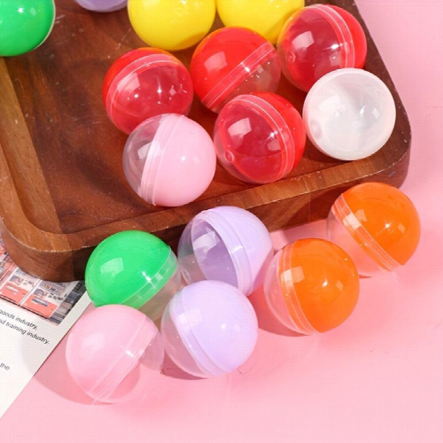 100Pcs Plastic Empty Toy Vending Capsules Half Clear Half Round Ball 2