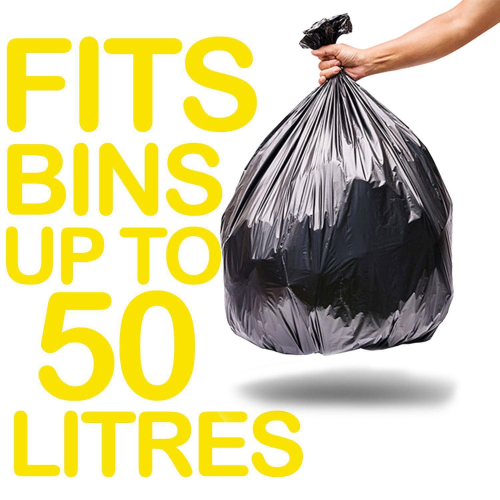 Tidyz 50 Black Refuse Sacks Bin Bags, 50L 2