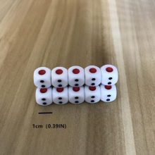 10pcs set 10mm 0 39IN 12mm 0 47IN 16mm 0 63IN Acrylic Hexahedron Bottom Red Dots Rounded Corner Mahjong Dice Dice Club KTV Special
