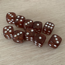 10pcs set Transparent Golden Scallion Powder Dice Rounded Corner Dice Board Game Accessories 16mm