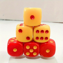 10pcs 16mm Acrylic Red And Yellow Dices Six sided Game Dices Suitable For Bars Clubs Parties Halloween Party Supplies