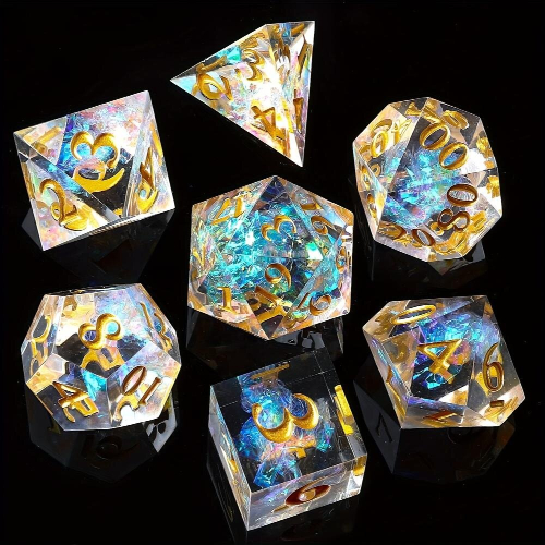 7pcs Sharp Edge Resin Polyhedral Dices For Role Playing Board Games Christmas Gift