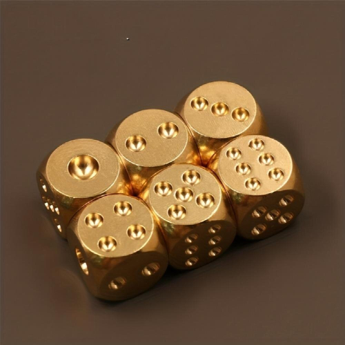 6 Sided Game Brass Dice Pure Copper Dice Bar Supplies Game Tool 2