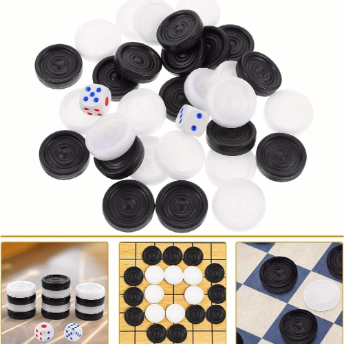32pcs Backgammon Chess Pieces Replacement Checker Board Game Pieces Playing Game Chips Plastic And Chess Board Game Table Chips Suitable For Checker G 2